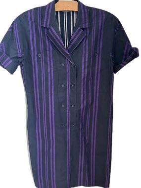 Gianni Versace Made in Italy Shirt Dress Purple Stripe XS